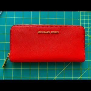 Michael Kors Chili Red Zip Wallet